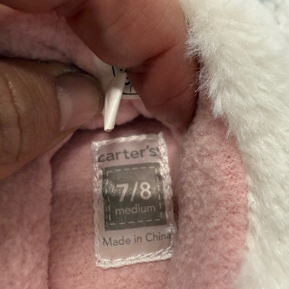 Carter's Pink and White Plush Slippers - Picture 6 of 8